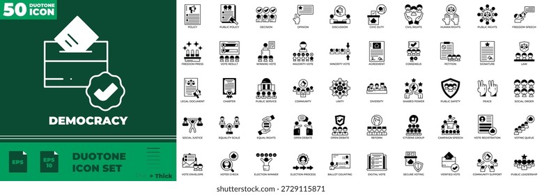 Demokratie Duotone Editierbare Icons Set