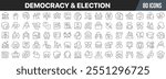 Democracy and election line icons collection. Big UI icon set in a flat design. Thin outline icons pack. Vector illustration EPS10