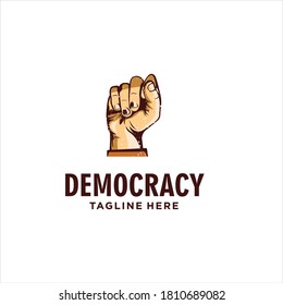 vector del logotipo de la silueta de la mano de la democracia