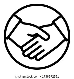 Democracy handshake icon. Outline democracy handshake vector icon for web design isolated on white background