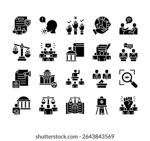 Democracy icon collection set with Elections, Representation, Human rights, Freedom, Transparency, Participation, Constitution	