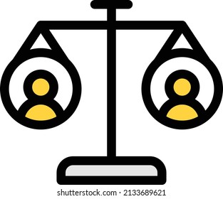 icono de la democracia con fondo blanco.diseño aislado de línea de color.símbolo de igualdad.escala de peso en la corte y uso para otras cosas también.
