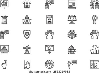 Democracy Icons Collection ist eine Vektorgrafik mit editierbarem Strich.