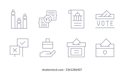 Democracy icons. editable stroke. Containing debate, democracy, vote, declaration, election, polling.