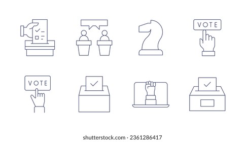 Democracy icons. editable stroke. Containing debate, democracy, vote, voting, fist, referendum