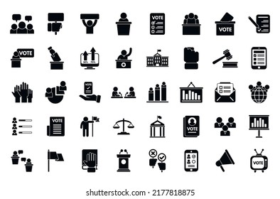 Democracy icons set simple vector. Human rights. Respect equality