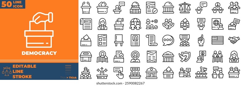 Democracy Line Editable Icons set. Vector illustration in modern thin line style of democracy icons:  democracy, vote, government, voting, etc