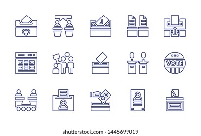 Democracy line icon set. Editable stroke. Vector illustration. Containing voting, vote, democracy, debate, election, campaign, suffrage, survey, ballot.
