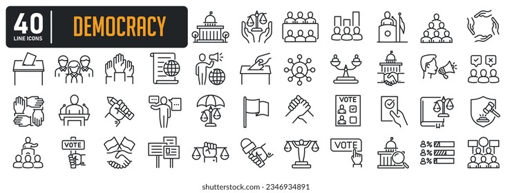 Democracy line icons. For website marketing design, logo, app, template, ui, etc. Vector illustration.
