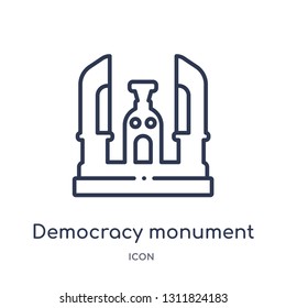 democracy monument icon from monuments outline collection. Thin line democracy monument icon isolated on white background.