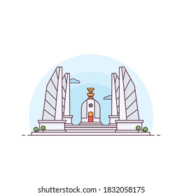 The Democracy Monument of Thailand Flatline Style Vector Illustration