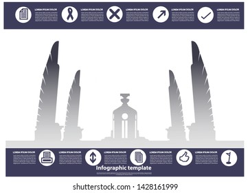 The Democracy Monument  Thailand,Banner modern Idea and Concept, infographics template.