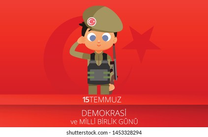 Democracy and National Unity Day of Turkey Vector Illustration
