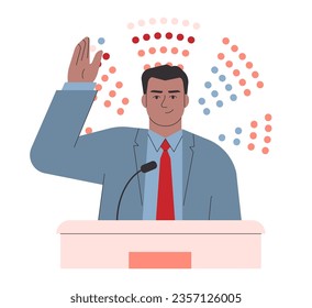 Democracy. Political system, liberty and voting principle. Rule of law, people, institutions, and entities are equally accountable to country laws. Flat vector illustration