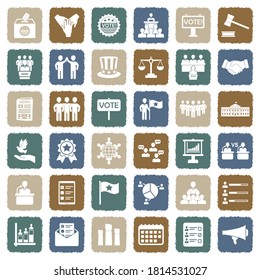 Democracy And Politics Icons. Grunge Color Flat Design. Vector Illustration.