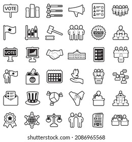 Democracy And Politics Icons. Line With Fill Design. Vector Illustration.