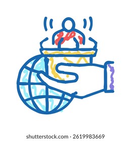 Democracia Problema social Doodle Icono Croquis Vector. Democracia Problema social Signo. Ilustración de símbolo aislado