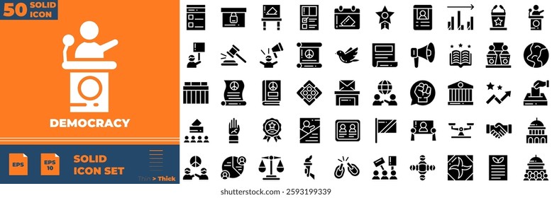 Democracy Solid Editable Icons set. Vector illustration in modern thin solid style of democracy icons: mayor, election, democracy, etc