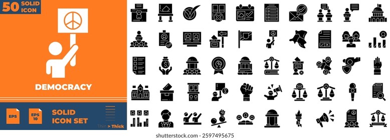 Democracy Solid Editable Icons set. Vector illustration in modern thin solid style of democracy icons: democracy, vote, government, voting, etc