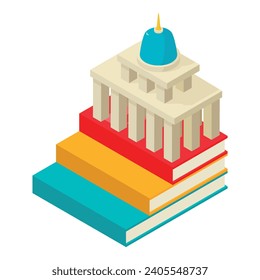 Democracy symbol icon isometric vector. Capitol building on colored paper book. Famous united states capitol building