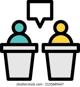 democracy vector  color line icon. icon with white background.candidates with podium discussing something on democracy in a conference or seminar