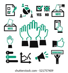 democracy, vote icon set