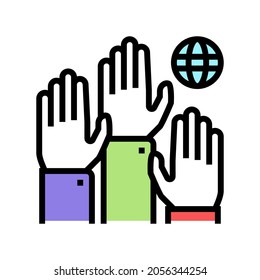 Demokratie Welt Farbe Symbol Vektorgrafik. Demokratiewelt unterschreibt. einzelne Symbolillustration