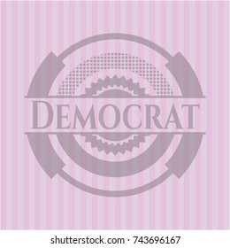 Democrat badge with pink background