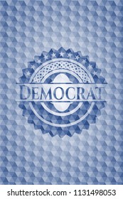 Democrat blue polygonal emblem.