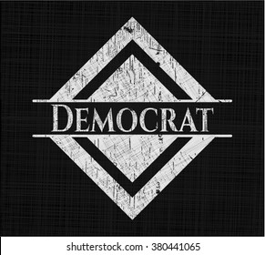 Democrat chalk emblem written on a blackboard