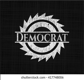Democrat chalkboard emblem on black board