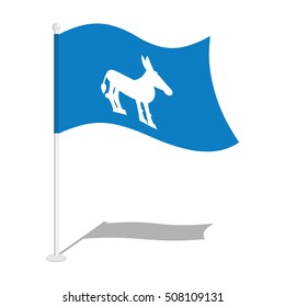 Democrat Donkey Flag. National flag of presidential election in America. State symbol of United States political party
