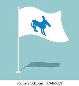 Democrat Donkey Flag. National flag of presidential election in America. State symbol of United States political party
