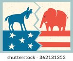democrat donkey versus republican elephant political illustration