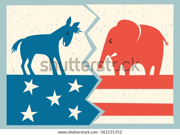 democrat donkey versus republican elephant
political
illustration