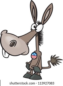 Democrat donkey wearing a voter button