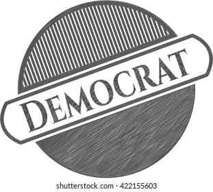 Democrat emblem with pencil effect