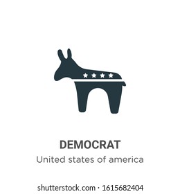 Democrat glyph icon vector on white background. Flat vector democrat icon symbol sign from modern united states of america collection for mobile concept and web apps design.