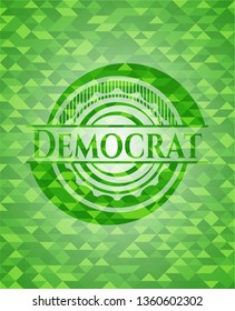 Democrat green emblem with mosaic ecological style background