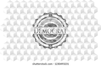 Democrat grey emblem with geometric cube white background