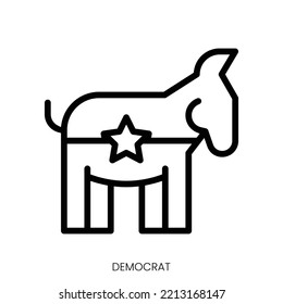 Democrat Icon. Line Art Style Design Isolated On White Background