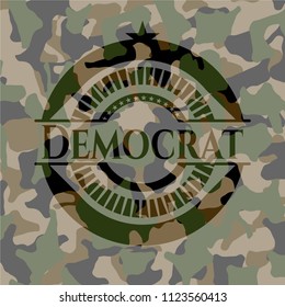 Democrat on camouflage texture