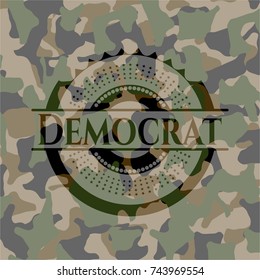 Democrat on camouflage texture