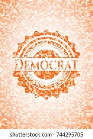 Democrat orange mosaic emblem