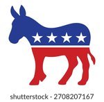 Democrat party donkey, dnc or liberal flat vector symbol icon for election apps and websites 