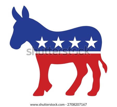 Democrat party donkey, dnc or liberal flat vector symbol icon for election apps and websites 