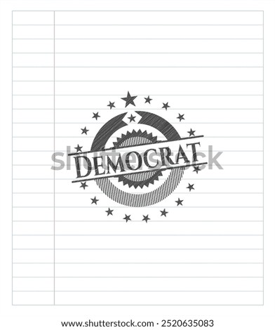 Democrat pencil emblem. Vector Illustration. Detailed. 