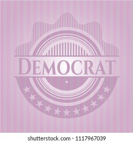 Democrat realistic pink emblem