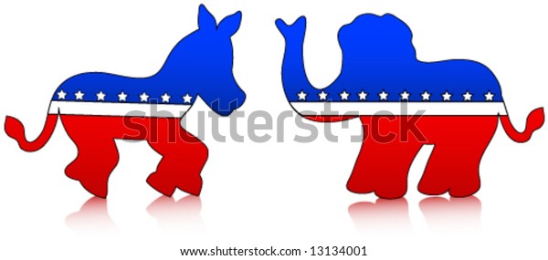 Democrat Republican Party Symbols Donkey Elephant Stock Vector (Royalty ...