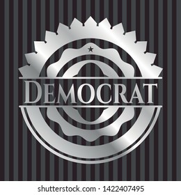 Democrat silvery badge or emblem. Vector Illustration. Mosaic.